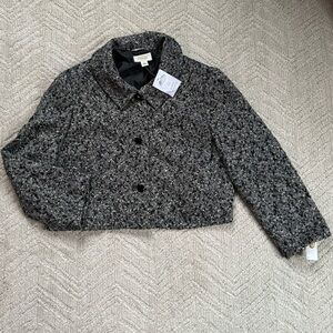 NWT Talbots cropped tweed wool blend jacket size 14